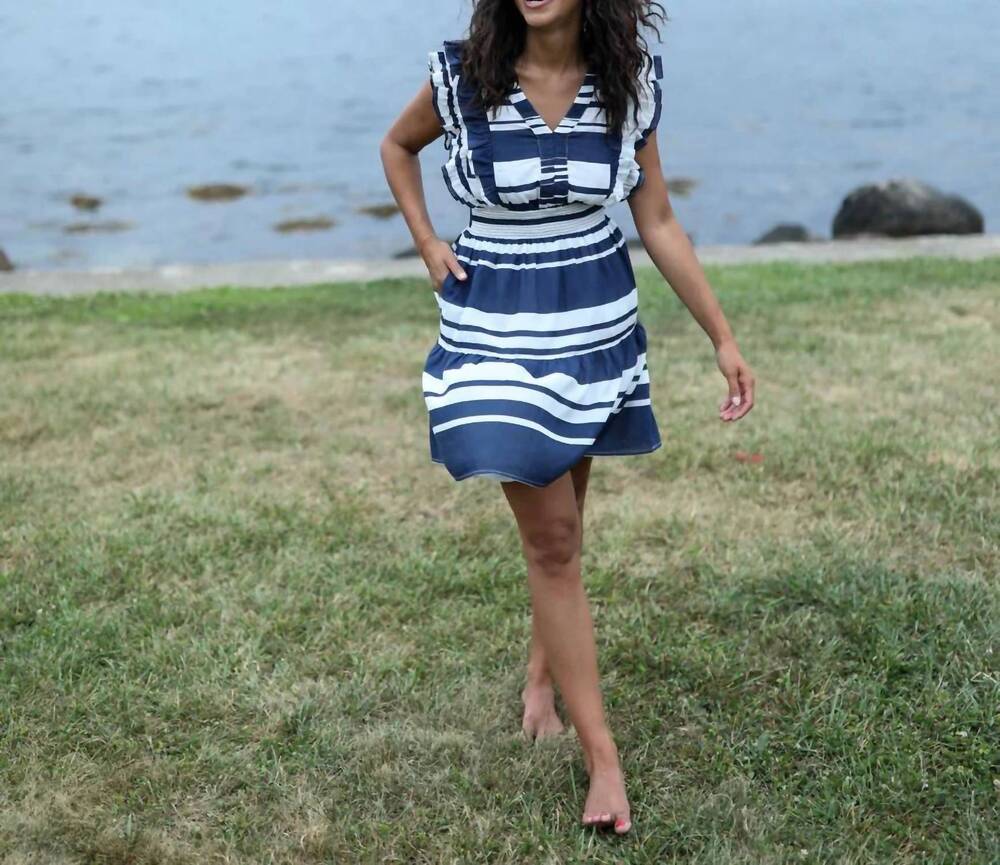 NEW NAVYBLEU women's christopher dress in navy stripe